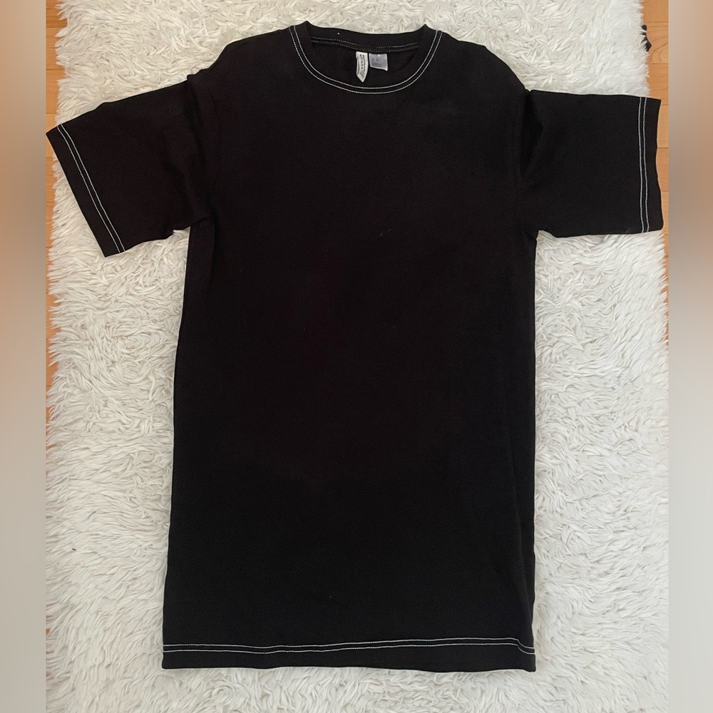 Black H&M T-Shirt Dress with White Stitching